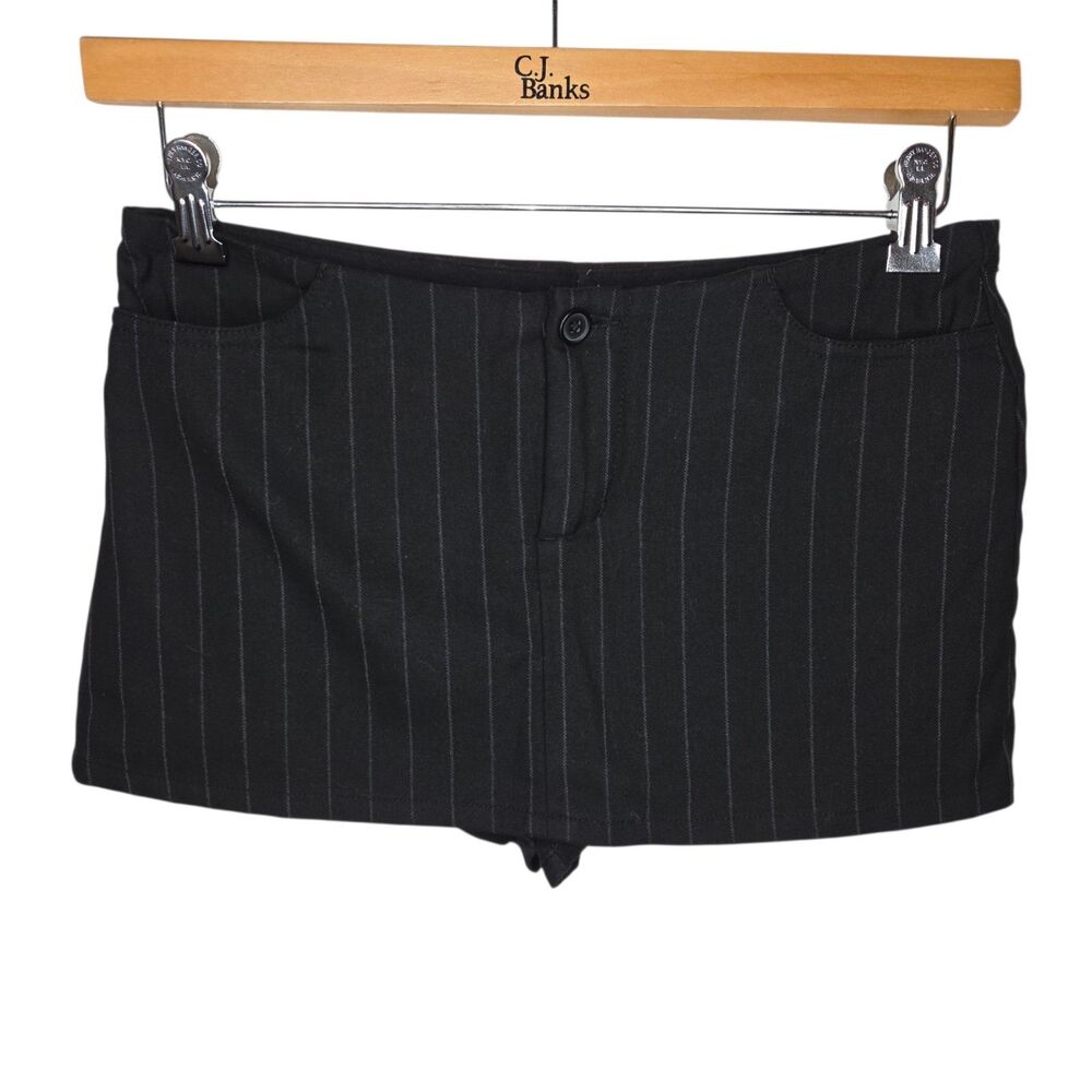 Brandy Melville Black Pinstripe Julie Mini Skort - One Size